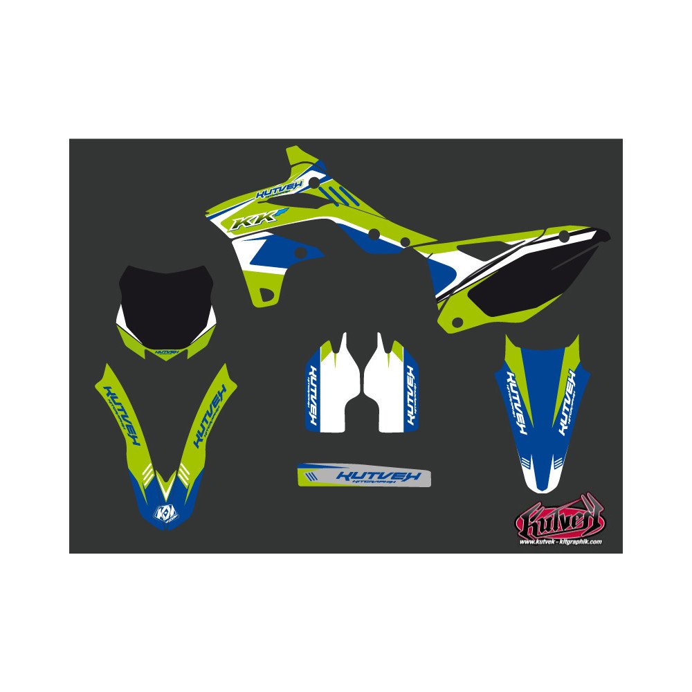 Kit Deco Moto Cross Chrono Kawasaki 250 KXF Bleu