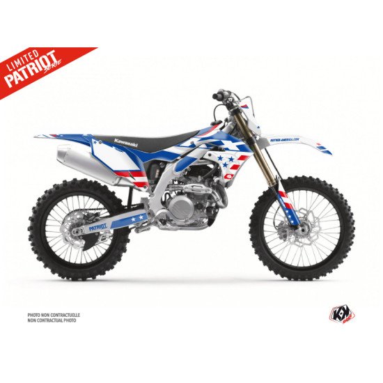 Kit Deco Moto Cross Patriot Kawasaki 450 KXF Bleu