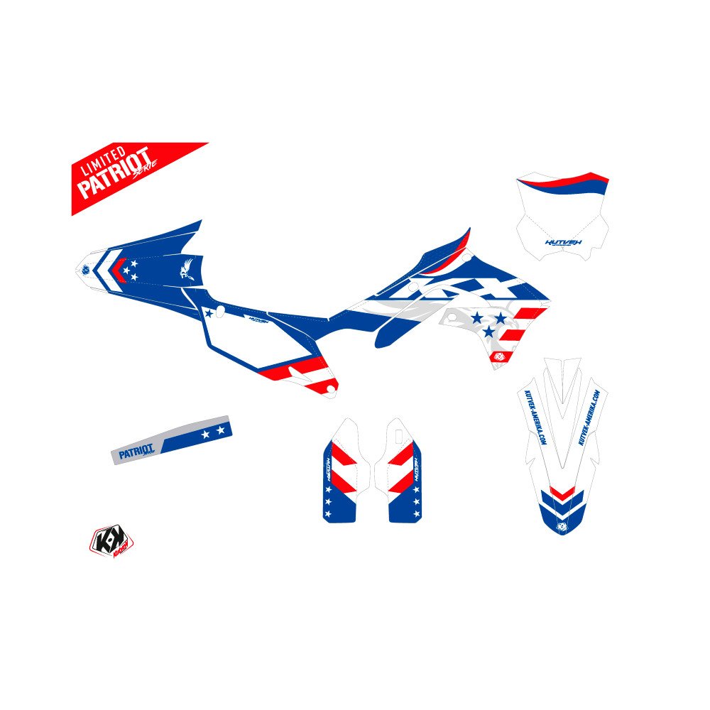 Kit Deco Moto Cross Patriot Kawasaki 450 KXF Bleu