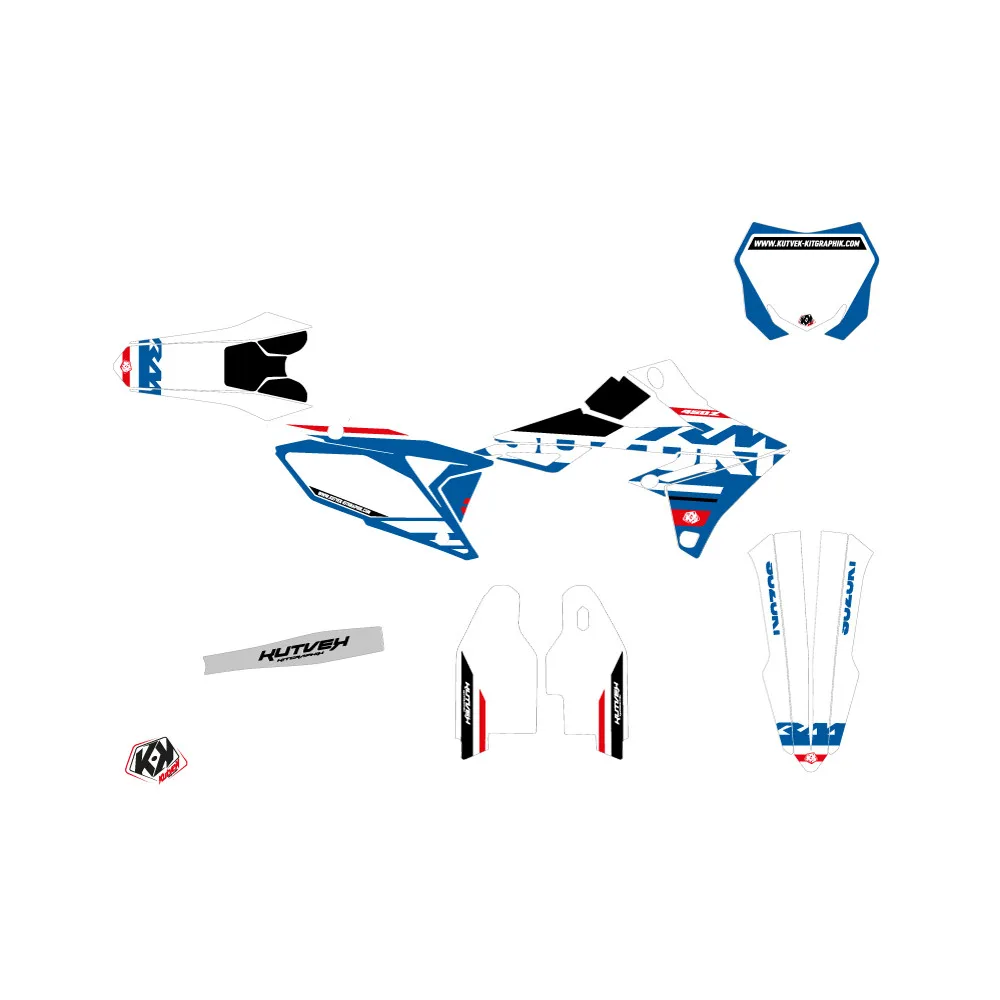 Kit Deco Moto Cross Grade Suzuki 250 RMZ Blanc