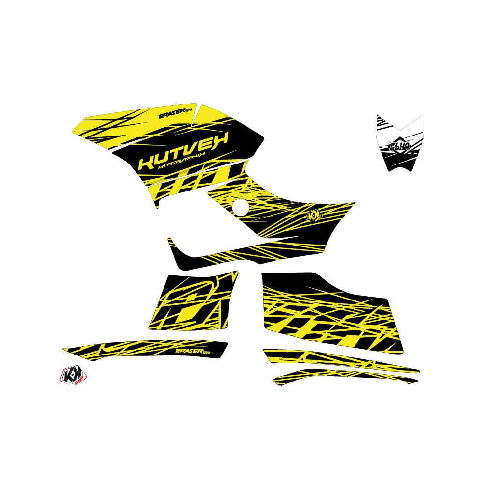 Kit Déco Quad Eraser Fluo Yamaha 300 Grizzly Jaune (2011-2014)
