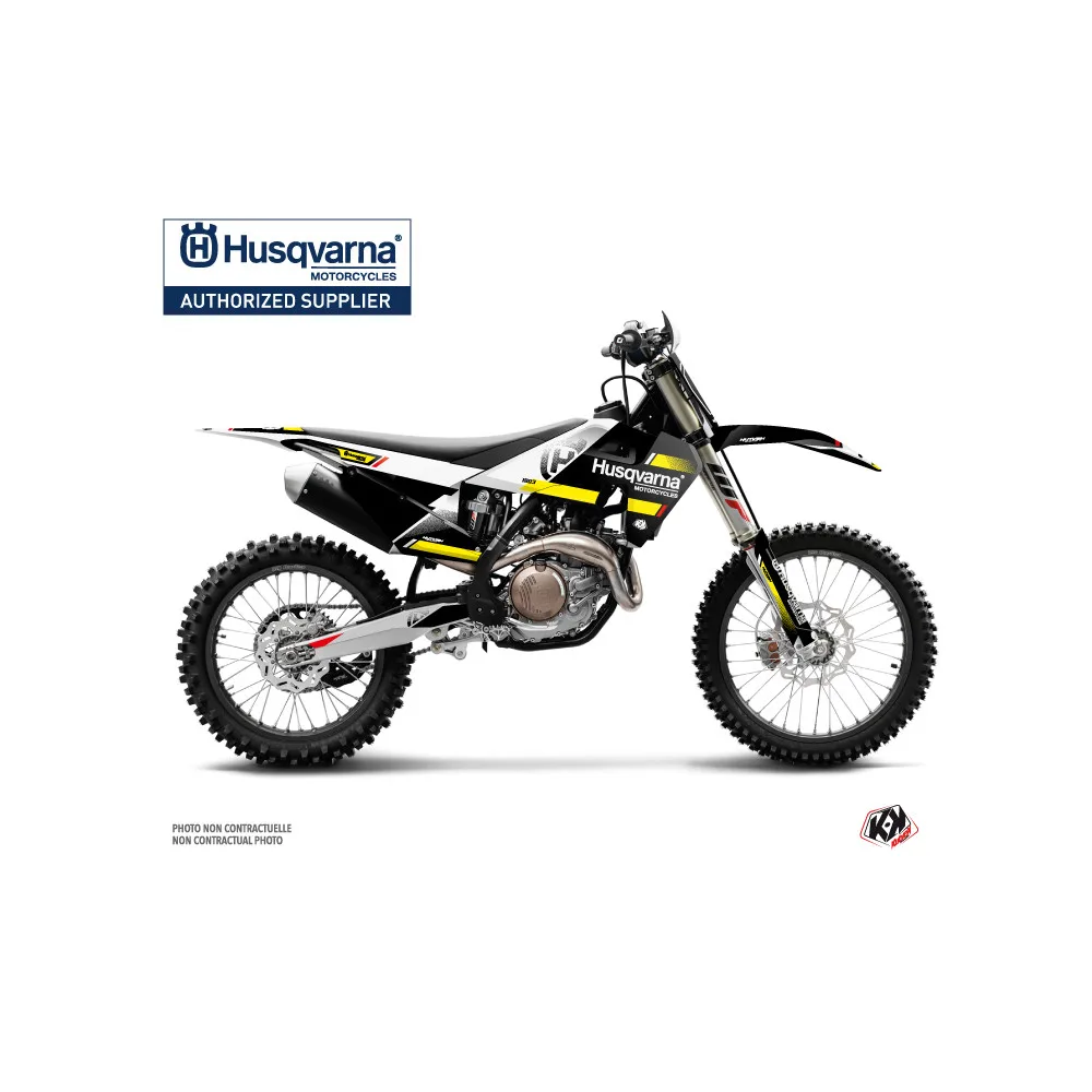 Kit Deco Moto Cross Split Husqvarna TC 125 Noir Jaune