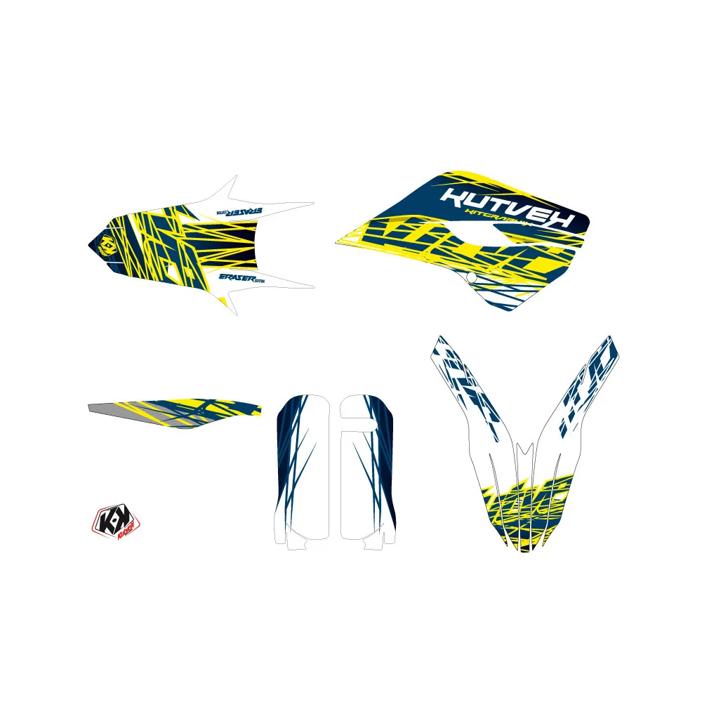 Kit Deco Moto Cross Eraser Husqvarna 250 FE Jaune Bleu