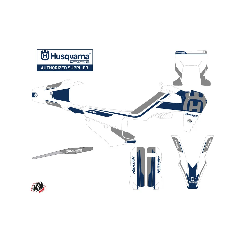 Kit Deco Moto Cross Heritage Husqvarna 450 FE Blanc Gris